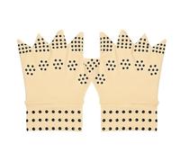 Magnetic Therapy Compression Gloves for Arthritis & Joint Pain Relief, Fingerless Hand Support, 1-Pair Pack, Beige