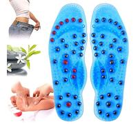 Magnetic Therapy Massage Insoles with Magnet 68PCS Stimulates the Pressure Points,Foot Acupuncture Point Therapy Insoles Shoe Insert Cushion Arch Support Shoes Pads(Size:L(41-45),Color:Blue)