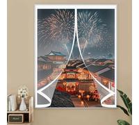 Magnetic Thermal Curtain 118 x 168 cm Weatherproof Winter Warm Screen, Self-Sealing Custom Size Transparent Magnetic Curtain for Patio Balcony, A