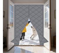 Magnetic Thermal Curtains Thermal Insulated Door Curtain Weatherproof Waterproof Heavy Duty Doorway Cover for Front Doorway Home Easy Access Closure(Gray,100x230cm)