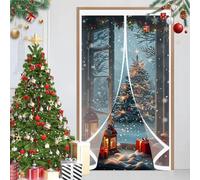 Magnetic Thermal Door Curtain 175 x 136 cm Self-Sealing PVC Weatherproof Winter Warm, Cold and Noise Proof Windproof Door Screen Cover for Patios, Front Doors, A