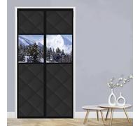 Magnetic Thermal Door Curtain, 60-150cm W × 180-240cm L Winter Door Cover with Clear Window, Draft Stopper & Energy Saving Insulation for Front Doors, Bedrooms & Living Rooms(Black,130X190cm)