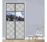 Magnetic Thermal Door Curtain, 60-150cm W × 180-240cm L Winter Door Cover with Clear Window, Draft Stopper & Energy Saving Insulation for Front Doors, Bedrooms & Living Rooms(Gray,120X220cm)