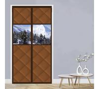 Magnetic Thermal Door Curtain, 60-150cm W × 180-240cm L Winter Door Cover with Clear Window, Draft Stopper & Energy Saving Insulation for Front Doors, Bedrooms & Living Rooms(Brown,150X225cm)