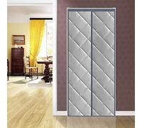 Magnetic Thermal Door Curtain, Keep Snowstorm Waterproof Cotton Curtain Bi Fold Door Easy Install, for Air Conditioner Heater Room/Kitchen -Gray-90x230CM