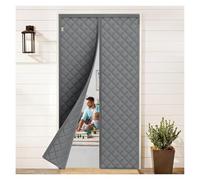 Magnetic Thermal Door Curtain, Windproof Insulated Door Covers 80x200cm 90x210cm, Front Doors Curtains for Basement Balcony Patio Winterizing(Grey,150x210cm)
