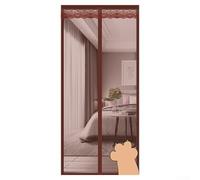 Magnetic Thermal Door Curtain with Diamond Mesh, Heavy Duty Windproof Screen for Home Insulation, Easy Install with Hooks and Gravity Rod, Brown, 100x210cm(Brown B)