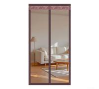 Magnetic Thermal Door Curtain with Diamond Mesh, Heavy Duty Windproof Screen for Home Insulation, Easy Install with Hooks and Gravity Rod, Brown, 100x210cm(Brown A)