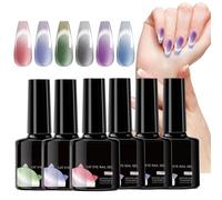 Magnetic Thermal Gel Nail Set - Colour Shift Fingernail Polish, Gradient Cosmetic Collection | Travel House Home Dating Geting Makeup Add-an, Six Piece Mood Shot