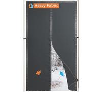 Magnetic Thermal Insulated Curtain, Thicker Layered Fabric Curtains, Temporary Door Insulation Cover for Warm Winter & Cool Summer, Dark Grey Fabric Insulation Kit