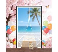 Magnetic Thermal Insulated Door 137 x 228 cm Transparent, Cold and Noise Proof, Windproof Waterproof Auto Closing Magnetic Thermal Door Cover for Balcony Bedroom Doors, A