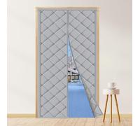 Magnetic Thermal Insulated Door Cover Curtain Soundproof Windproof Door Blanket for Winter Temporary Insulation Solution (Gray 90x220 cm)