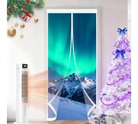 Magnetic Thermal Insulated Door Curtain 109 x 115 cm Self-Sealing PVC Weatherproof Winter Warm, Cold and Noise Proof Insulated Doorway Curtain for Patios, Front Doors, A