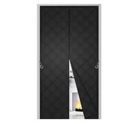Magnetic Thermal Insulated Door Curtain 110x200cm,Thick Soundproof Door Cover for Winter,Windproof, PVC Fabric Insulated Screen Door for Front,Bedroom,or Garage,Black