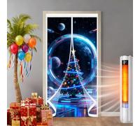 Magnetic Thermal Insulated Door Curtain 195 x 320 cm Transparent, Cold and Noise Proof, Windproof Waterproof Auto Closing Thermal Magnetic Screen Door for Balcony Patio, A