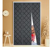 Magnetic Thermal Insulated Door Curtain 210x200cm Double Door Cover Self Closing Oxford Cloth Windproof & Soundproof Winter Insulation for Energy Savings