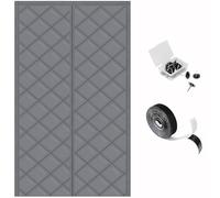 Magnetic Thermal Insulated Door Curtain 3 Layers Thickened Door Insulation Cover Windproof Cotton Doors Curtain Closed by Magnets for Bedroom 70/80/100/160/200 cm(Gray,130x220cm)