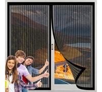 Magnetic Thermal Insulated Door Curtain 34 x 135 cm, Keep Bugs Out Lets Fresh Air in, Fly Screen Mosquito Net Magnetic Fly, Magnetic Door Curtain, for Keeping Out Flies & Bug, Black