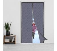Magnetic Thermal Insulated Door Curtain，60x190cm，Durable Oxford Cloth &Thicken Cotton Fiber Fill for Garage Attic Doorways Hallway,Temporary Magnetic Screen Door,Windproof, Soundproof，Grey