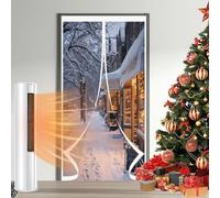Magnetic Thermal Insulated Door Curtain 79 x 275 cm Waterproof, Windproof, Blackout, Soundproofing, Thermal, Multi-Sized Clear Magnetic Door Curtain for Kitchen Bedroom, A