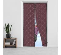 Magnetic Thermal Insulated Door Curtain，80x190cm，Durable Oxford Cloth &Thicken Cotton Fiber Fill for Garage Attic Doorways Hallway,Temporary Magnetic Screen Door,Windproof, Soundproof，Brown