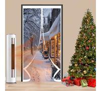 Magnetic Thermal Insulated Door Curtain 95 x 95 cm Cold and Noise Proof, Self-Sealing PVC Weatherproof Winter Warm Insulated Doorway Curtain for Kitchen Bedroom, A