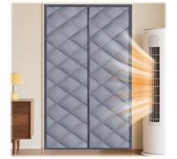 Magnetic Thermal Insulated Door Curtain 95x195cm Thickened Ox Fabric Cold & Heat Protection for Doors Windproof for Basement & Balcony (Gray 80/90/100/110/120cm)