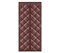 Magnetic Thermal Insulated Door Curtain Brown PU Cotton Winter Thermal Curtain Energy Efficient Noise Reduction Fits All Doors 85x220cm/33.4x86.6in