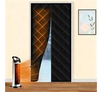 Magnetic Thermal Insulated Door Curtain Cotton Thermal Curtain for Winter Temporary Door Cover for Cold with Thickened Cotton for Sliding Glass Doorways(Black,43x79in)