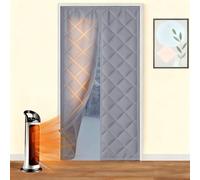 Magnetic Thermal Insulated Door Curtain Cotton Thermal Curtain for Winter Temporary Door Cover for Cold with Thickened Cotton for Sliding Glass Doorways(Gray,43x87in)
