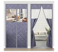 Magnetic Thermal Insulated Door Curtain Cover Weatherproof Oxford Material Door Insulation Cover for Winter with Clear Window to Keep Cold Air Out for Front Doorway Home(Grey,W105*H230cm)