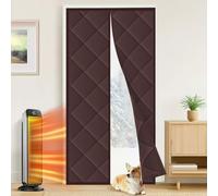Magnetic Thermal Insulated Door Curtain Door Size 70x100cm 100x100cm 160x220cm Thermal Cover for Winter Blanket Insulation Cover Thickened & Windproof & Automatic Closing(Brown,W70xH200cm)