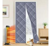 Magnetic Thermal Insulated Door Curtain Door Size 70x100cm 100x100cm 160x220cm Thermal Cover for Winter Blanket Insulation Cover Thickened & Windproof & Automatic Closing(Gray,W85xH200cm)