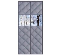 Magnetic Thermal Insulated Door Curtain - Fits 85X190/90X200/100X210cm Door Windproof Waterproof Winter Door Cover with Window - Thicken Oxford Auto Closure Insulation Door Curtain(Grey,90x205cm)