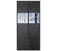 Magnetic Thermal Insulated Door Curtain - Fits 85X190/90X200/100X210cm Door Windproof Waterproof Winter Door Cover with Window - Thicken Oxford Auto Closure Insulation Door Curtain(Black,90x205cm)