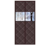 Magnetic Thermal Insulated Door Curtain - Fits 85X190/90X200/100X210cm Door Windproof Waterproof Winter Door Cover with Window - Thicken Oxford Auto Closure Insulation Door Curtain(Brown,85x200cm)