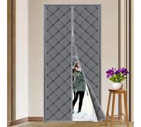 Magnetic Thermal Insulated Door Curtain for Winter, 90 * 210cm Waterproof Windproof Soundproof Thicken Nylon Cotton Magnet Closure Thermal Door Cover, Insulation for Winter