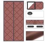 Magnetic Thermal Insulated Door Curtain for Winter, Oxford & Cotton Fiber Fill, Insulates Against Cold Air, Suitable for Living Rooms, Front/Back Doors and Balconies(Brown,WxH 130x205cm/51.1x80.7in)