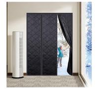 Magnetic Thermal Insulated Door Curtain for Winter Weatherproof Thermal Curtain Oxford Cloth Soundproof Door Cover to Keep Cold Air Out Auto Closure(Black,W170*H235cm)