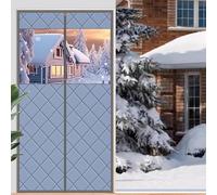 Magnetic Thermal Insulated Door Curtain Grey Windproof & Soundproof Front Door Cover for Winter Energy Saving Insulation Noise Reduction Thermal Protection