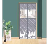 Magnetic Thermal Insulated Door Curtain Heavy-Duty Oxford Fabric Winter Door Blanket, Self-Closing Patio Door Thermal Screen, Energy-Saving Draught Excluder with Clear PVC Window (Grey, 210x90cm)