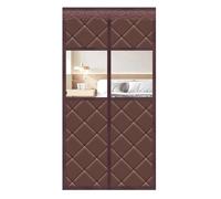 Magnetic Thermal Insulated Door Curtain, Insulated Door Curtain With Window, Thermal Door Curtain for Home, Hands Free Automatic Closing Weatherproof(Brown,95x200cm/37x79in)