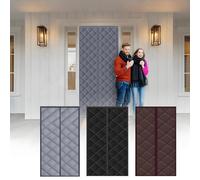 Magnetic Thermal Insulated Door Curtain, Oxford Cloth Strong Magnets, Thicken Cotton for Wintern Entrance Cover Kit for Doorways, Self-Closing Privacy Screen Door 80-260cm(Black,115x220cm)