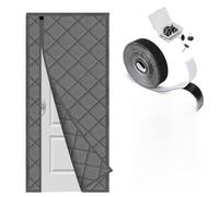 Magnetic Thermal Insulated Door Curtain, Side Opening Reversible Winter Door Cover for French & Sliding Doors, Draft Stopper Soundproof Energy Saving, fits 60-150cm W × 180-240cm L(Gray,150X195cm)