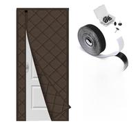 Magnetic Thermal Insulated Door Curtain, Side Opening Reversible Winter Door Cover for French & Sliding Doors, Draft Stopper Soundproof Energy Saving, fits 60-150cm W × 180-240cm L(Brown,90X190cm)