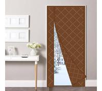 Magnetic Thermal Insulated Door Curtain, Side Opening Thickened Oxford Cotton Winter Door Cover, Draft Stopper, Soundproof, Windproof, Energy-Saving, Pet-Friendly(Brown,90X235cm)