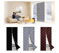 Magnetic Thermal Insulated Door Curtain, Temporary Door Insulation Cover, Doors Window Insulation Screen Curtains for Wintern, Oxford Waterproof Filled with Thicken Cotton 70-260cm(Gray,250x200cm)