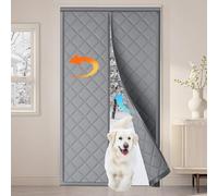 Magnetic Thermal Insulated Door Curtain, Thermal Door Cover for Winter, Windproof Warm Doors Window Screen, Keep Cold Air Out, for Sliding Glass/Patio/French/Front/Back(Grey,120 * 210cm)