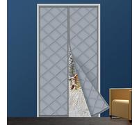 Magnetic Thermal Insulated Door Curtain, Various Sizes, Wind, Cold and Noise Proof, Pet Friendly, Suitable for air-Conditioned Rooms, Heating, Kitchens, and Living Rooms, 110 x 195cm, Grey