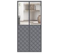 Magnetic Thermal Insulated Door Curtain Weatherproof Oxford Fabric with Thick Cotton Fill Winter Draft Stopper for Doors Keeps Cold Air Out Silver Grey